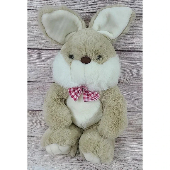 Vintage Mary Meyer Plush Bunny Rabbit Stuffed Animal Gingham Check Bow Tie 10" - Picture 1 of 8